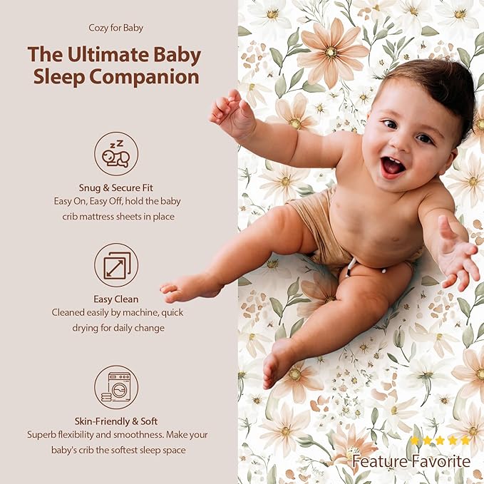 Baby Bassinet Sheets Girl Boy, Fitted Bassinet Sheet Set 3 Pack Bassinet Mattress Sheets Universal Fit for Rectangle, Round, Oval, Hourglass Mattress, Soft Breathable Orange Flowers & Plaid