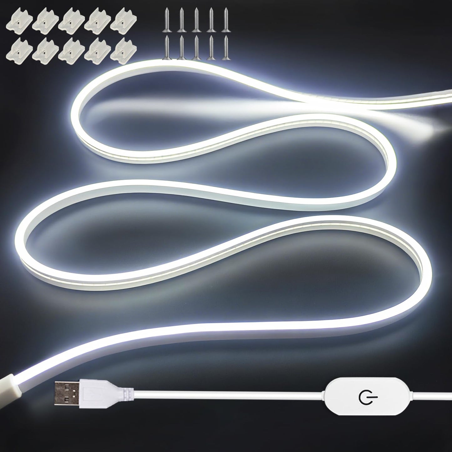 Zslaifu Usb Led Light Strip  16.4Ft 5V White Led Strip Lights  Dimmable Mirror Led Lights Strip  Usb Light For Bedroom  Cabinet  Kitchen  Diy Lighting (Power Adapter Not Included)