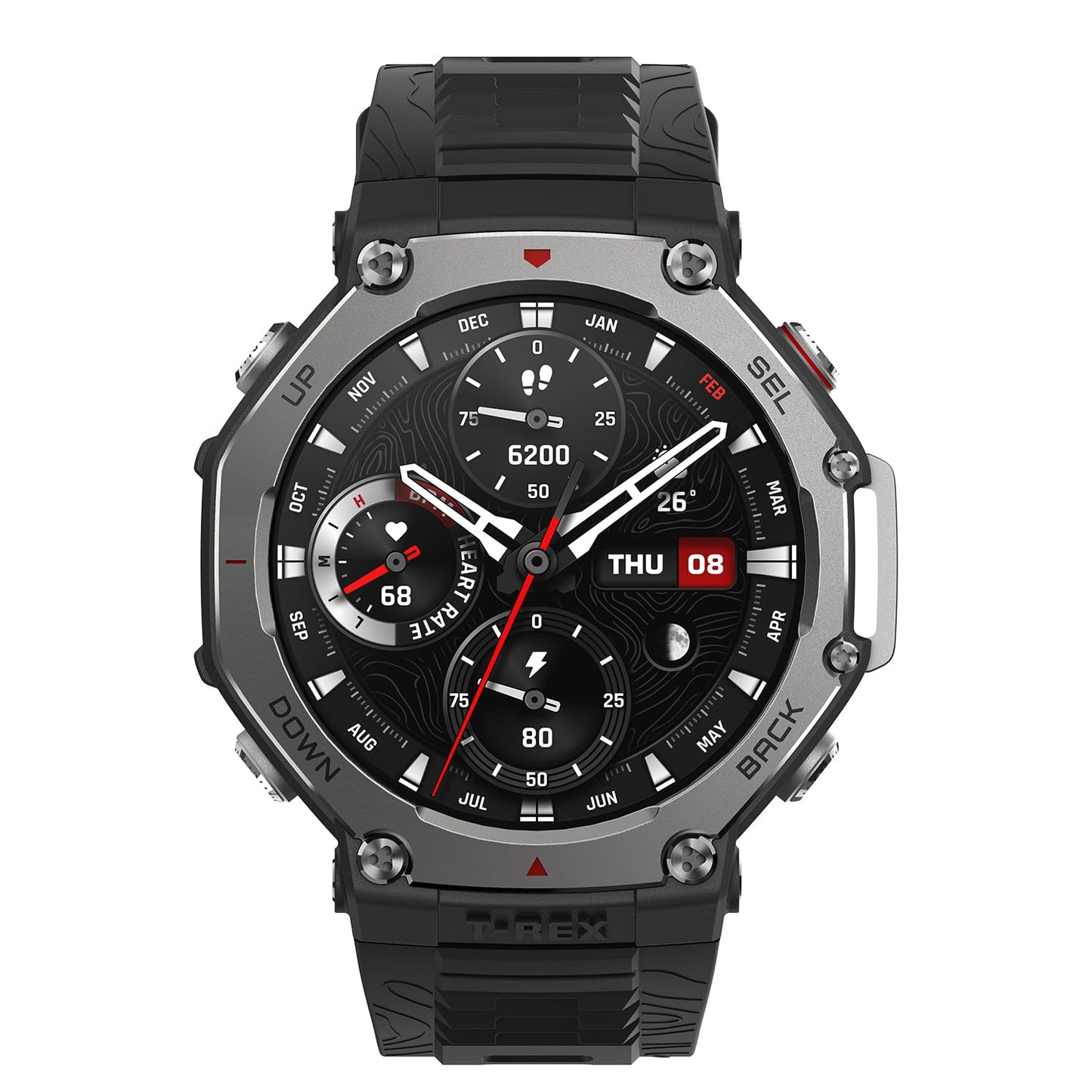 Amazfit Refurbished T-Rex 3 Rugged Military Smart Watch 48mm, GPS, Offline Maps, 100m Water-Resistant, Outdoor Fitness Smartwatch for Men, 170 Sport Modes, AI, Voice Control, Renewed (Black)