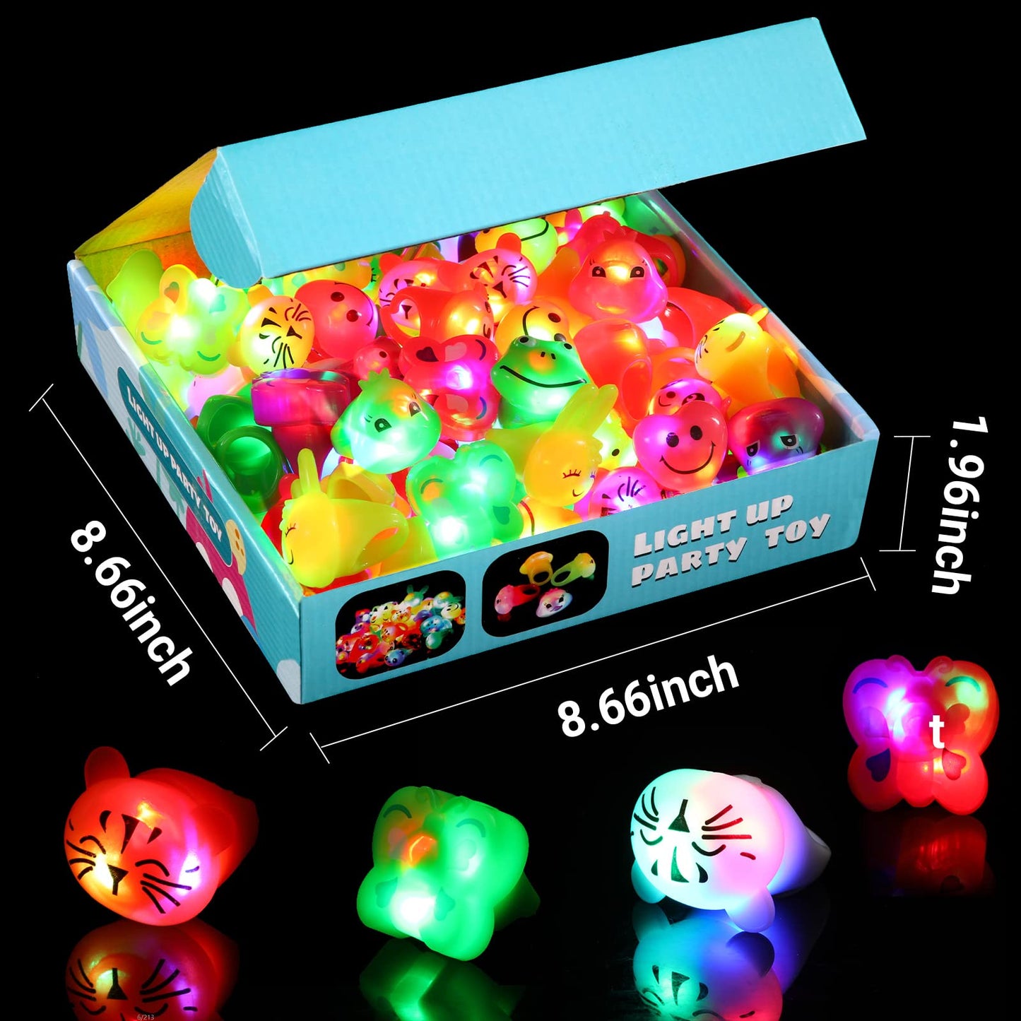 Mikulala 36 Pack Light Up Rings Glow in The Dark Party Supplies, Light up Party Favors, Goodie Bag Stuffers, Birthday Christmas