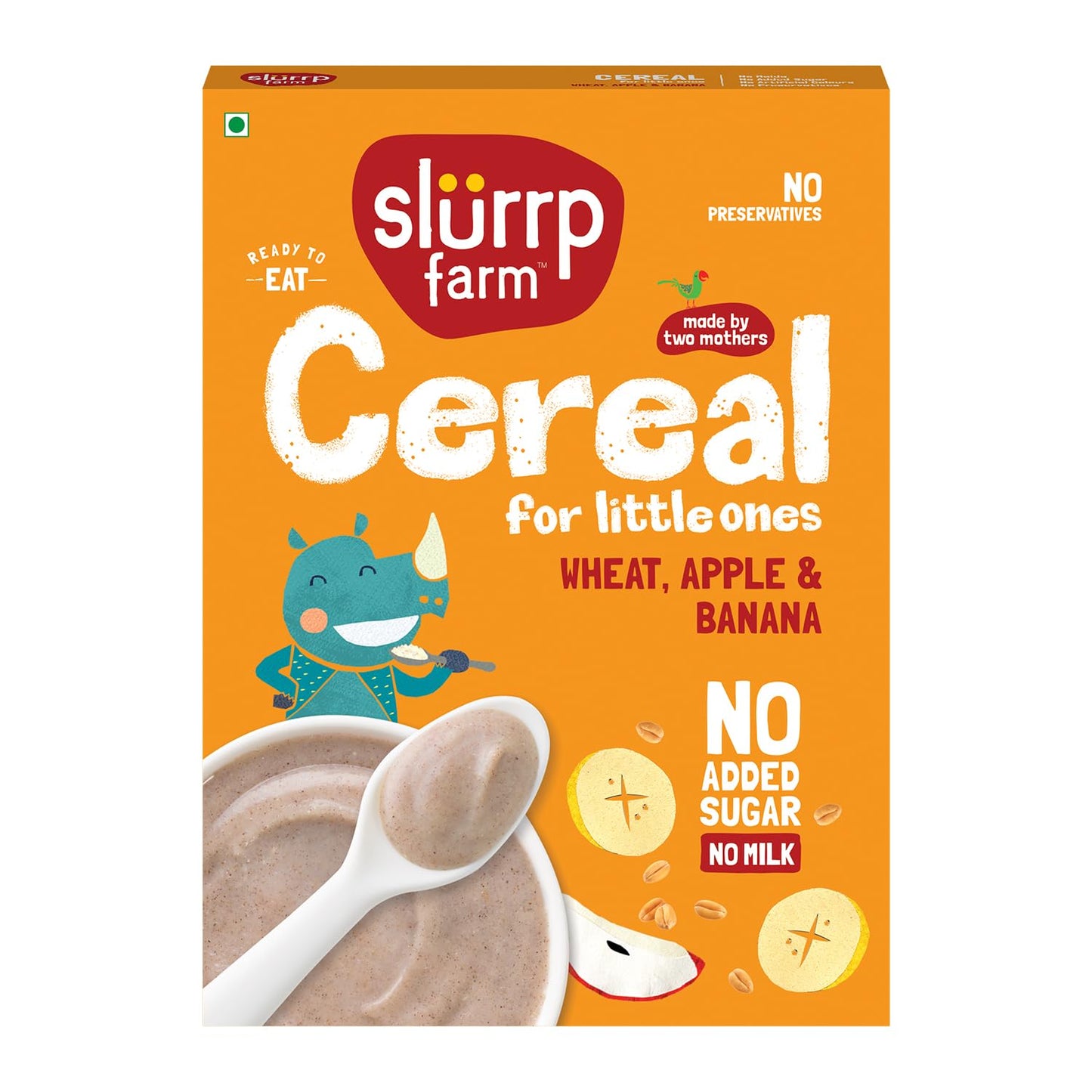 Slurrp Farm No Added Sugar Instant Wheat Apple & Banana Cereal | No Milk No Preservatives | 300G