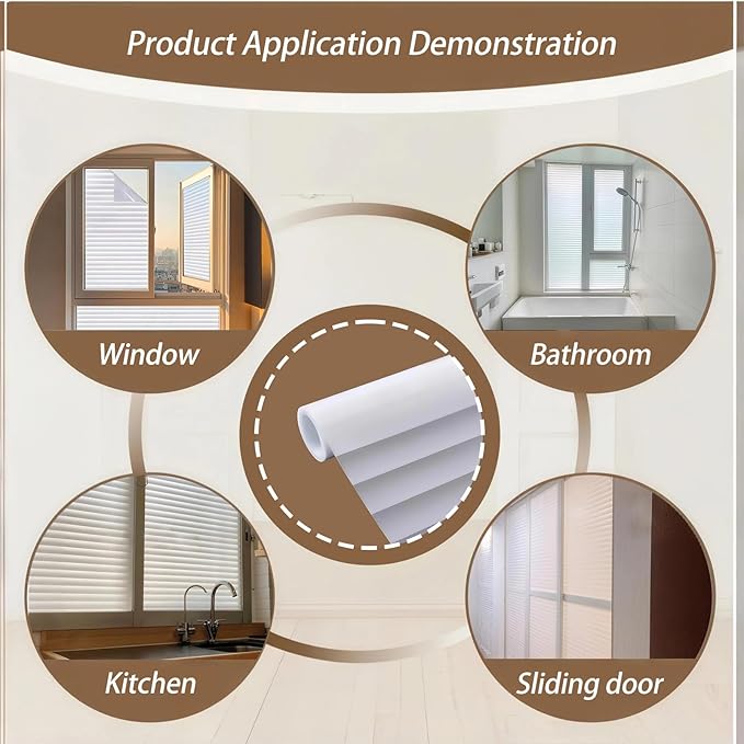 Frosted Glass Window Privacy Film Decorative, Bathroom Window Privacy Film for Glass Windows Cover, Static Cling, Removable, Reusable, Anti-UV, Heat Blocking, with Tools 17x78inch