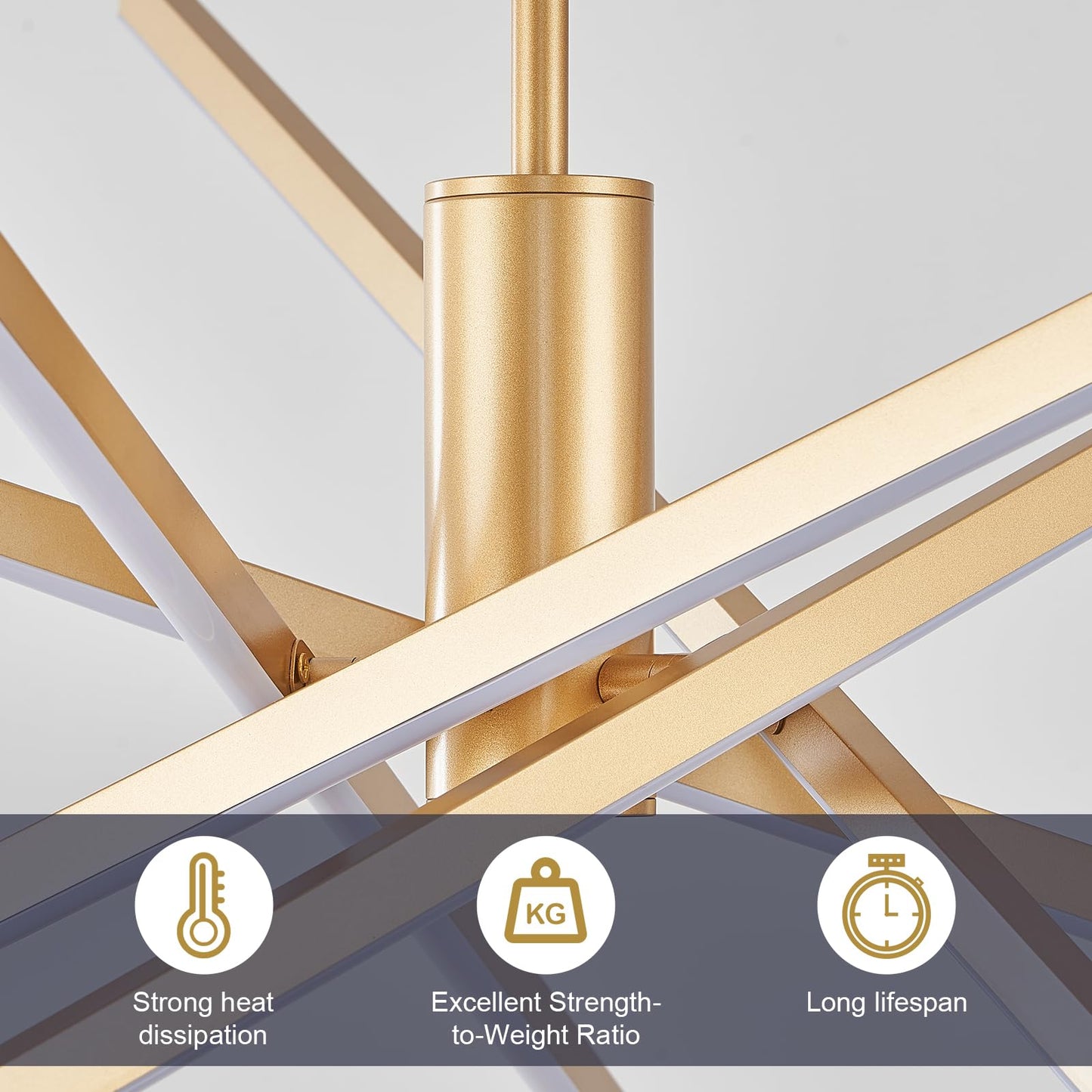Airyphant Gold Chandelier 47  Big High Ceiling Chandeliers Big Modern Remote Control Chandelier For Large Living Room Dining Room Foyer