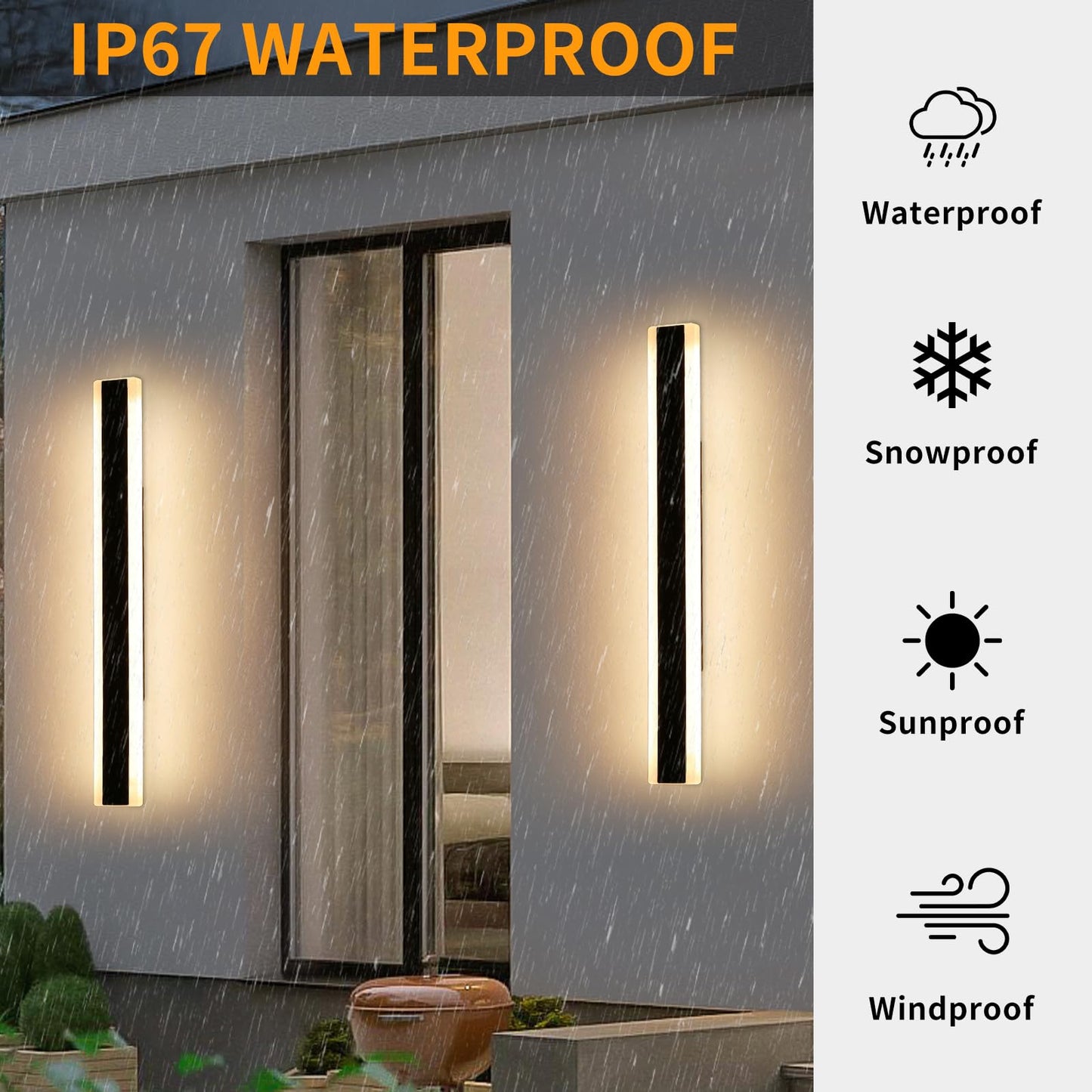 Mikeru 2Pack 31.4Inch Outdoor Wall Light Fixtures  3000K Modern Outdoor Lights Exterior For House Ip65 Waterproof Rust Long Led Wall Light  Hardwire Wall Mount Exterior Lighting