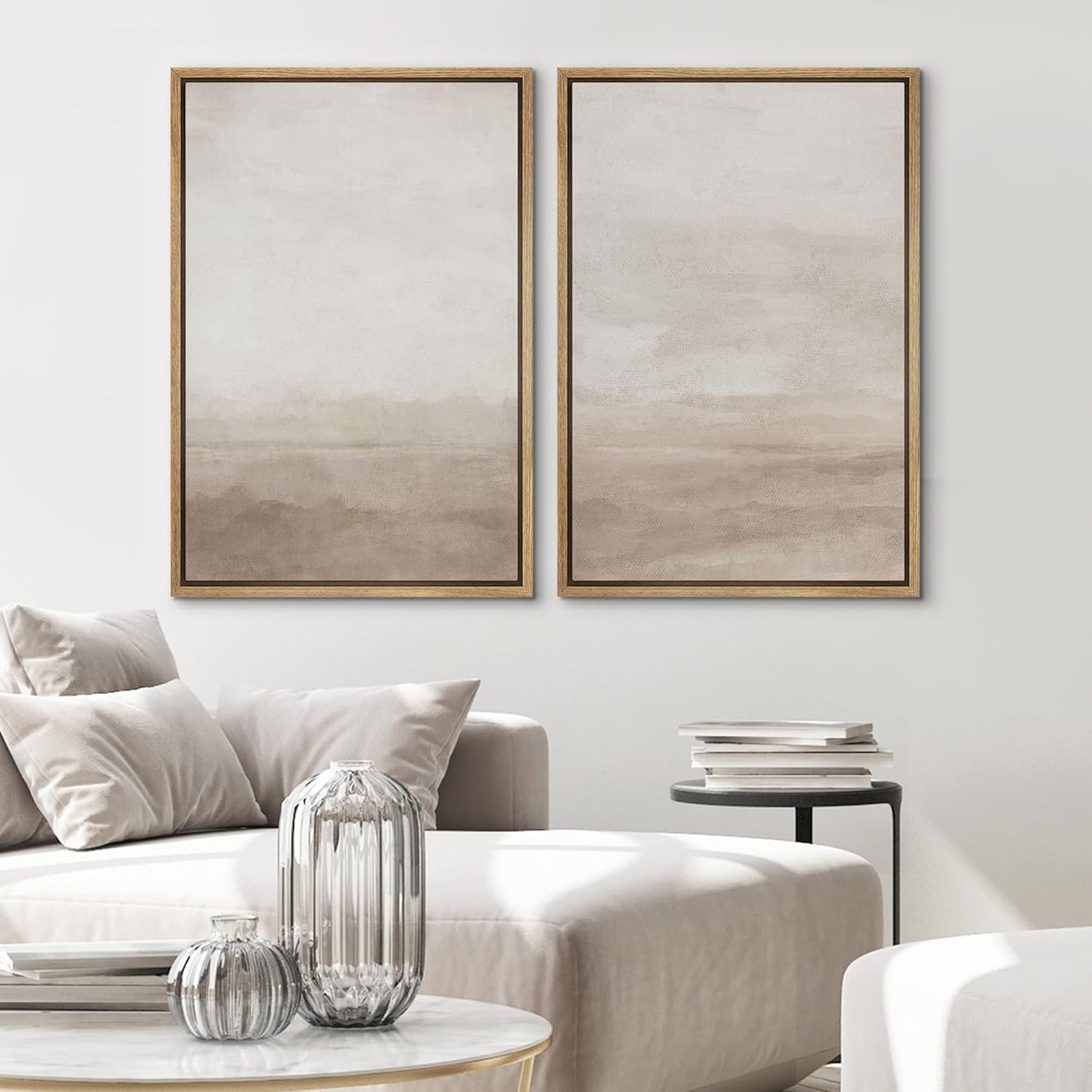 SIGNWIN Framed Canvas Print Wall Art Abstract Wave Pattern Modern Art Minimalist Neutral Decor for Living Room, Bedroom, Office - 16"x24"x2 Natural