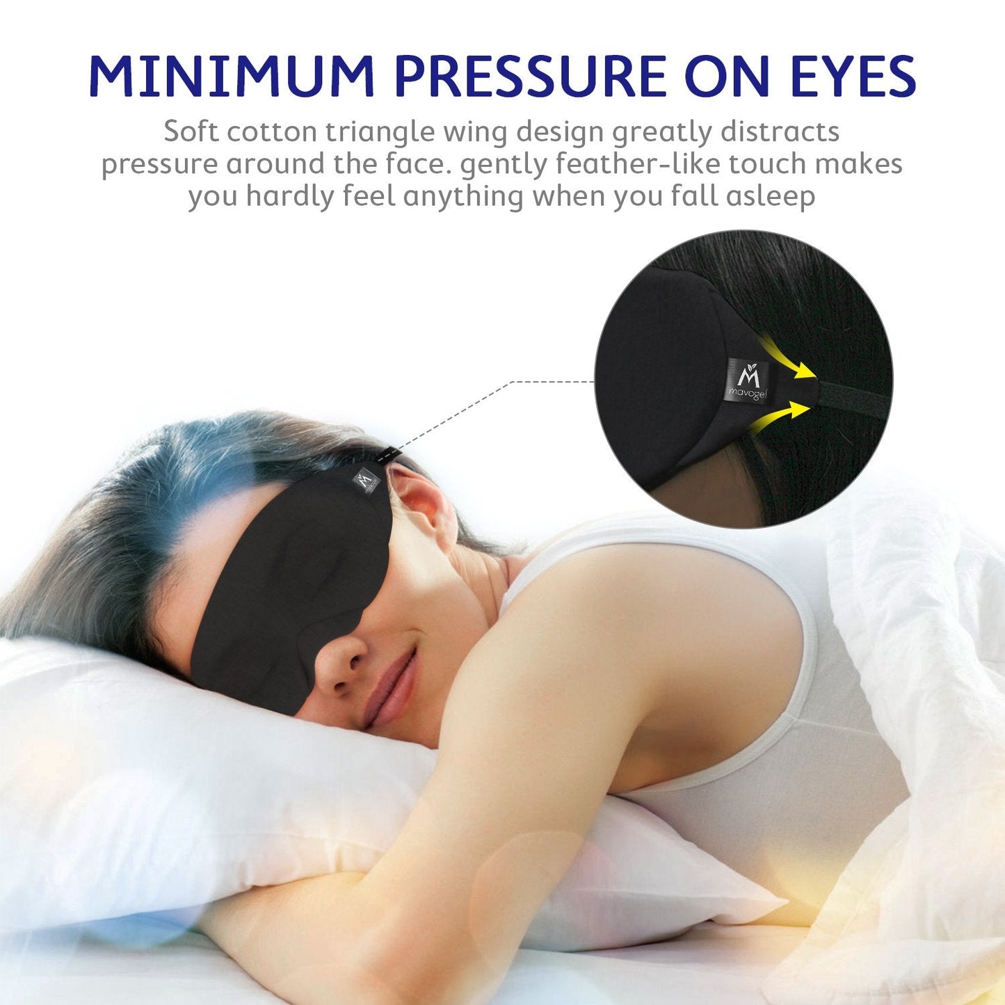 Mavogel Cotton Sleep Mask - Updated Design Light Blocking Sleep Mask, Soft and Comfortable Eye Blindfold for Men Women, Eye Mask for Sleeping/Shift Work, Includes Travel Pouch, Grey & Black