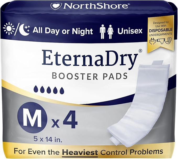 NorthShore EternaDry Booster Pads for Men and Women, Medium, Starter Pack/4
