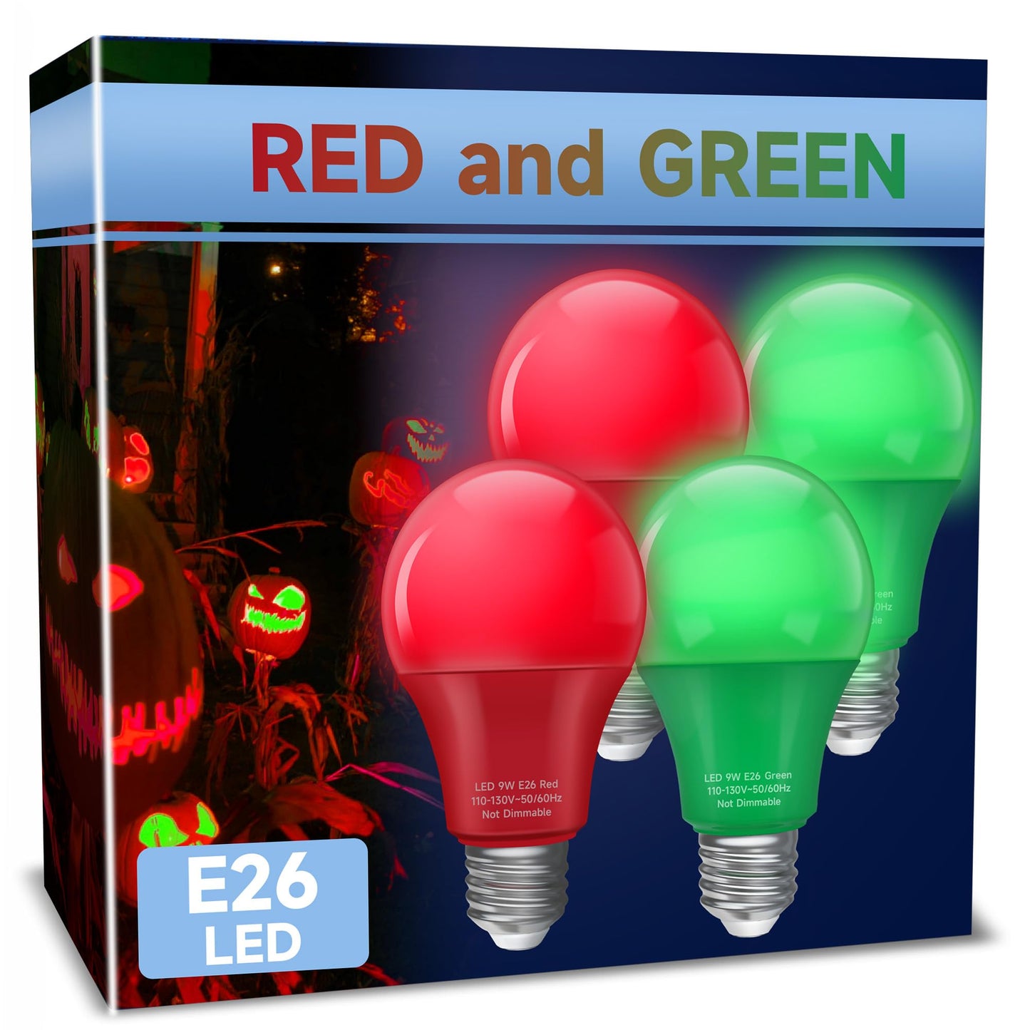 UNILAMP A19 LED Christmas Light Bulbs, 9W, E26 Base, Multi-colored, 60W Equivalent, 4 Pack