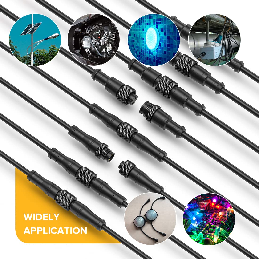 Btf-Lighting 4 Pin Electrical Metal Nut Connector 20Awg Ip68 Male Female Connector 7.87In/20Cm Extension Cable For Car Truck Boat Indoor/Outdoor Led Strip Lights/String 15Mm Metal Nut Small Size
