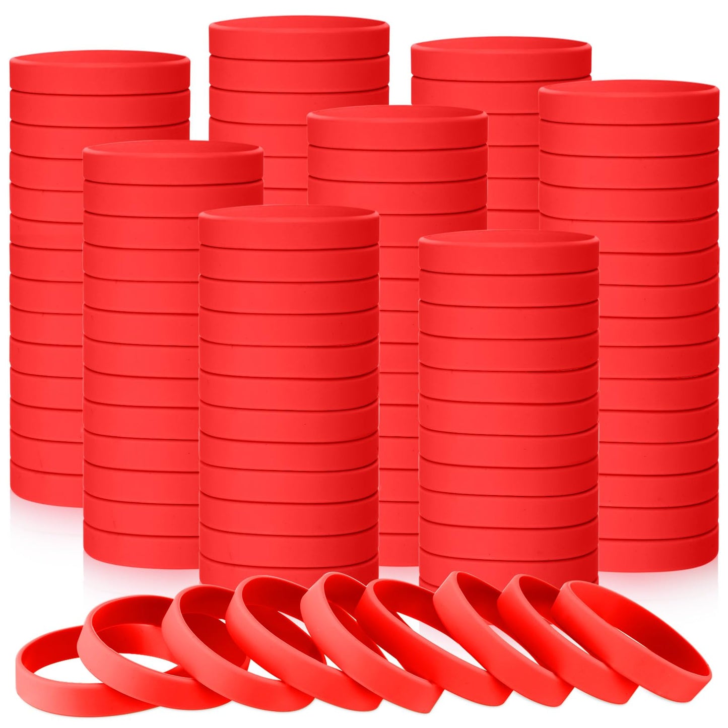 Liliful 100 Pcs Silicone Rubber Wristbands Rubber Wristband Bracelet Bands for Silicone Wristbands for Women Men(Red)