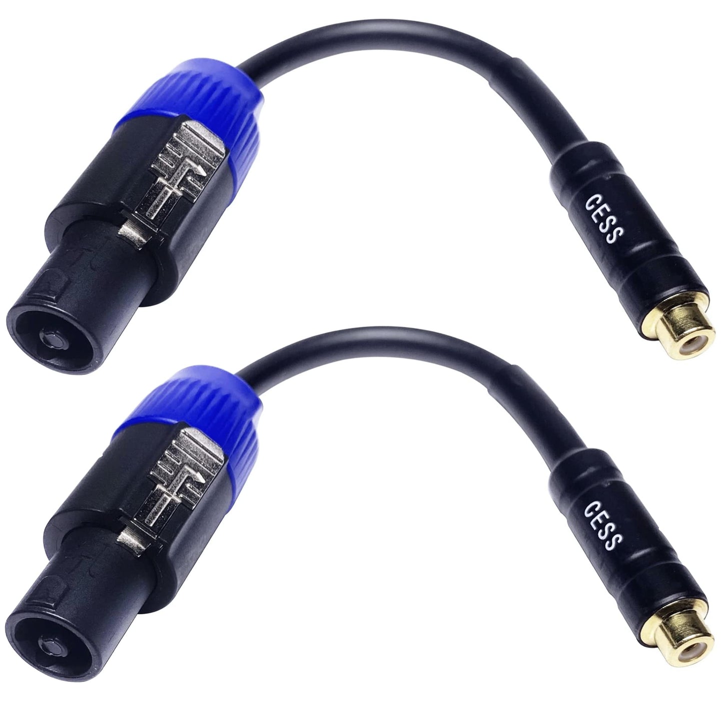 CESS-012 RCA Female Jack to Speakon Male Plug Adapter Cable  Subwoofer Signal Conversion Cable  2 Pack-New