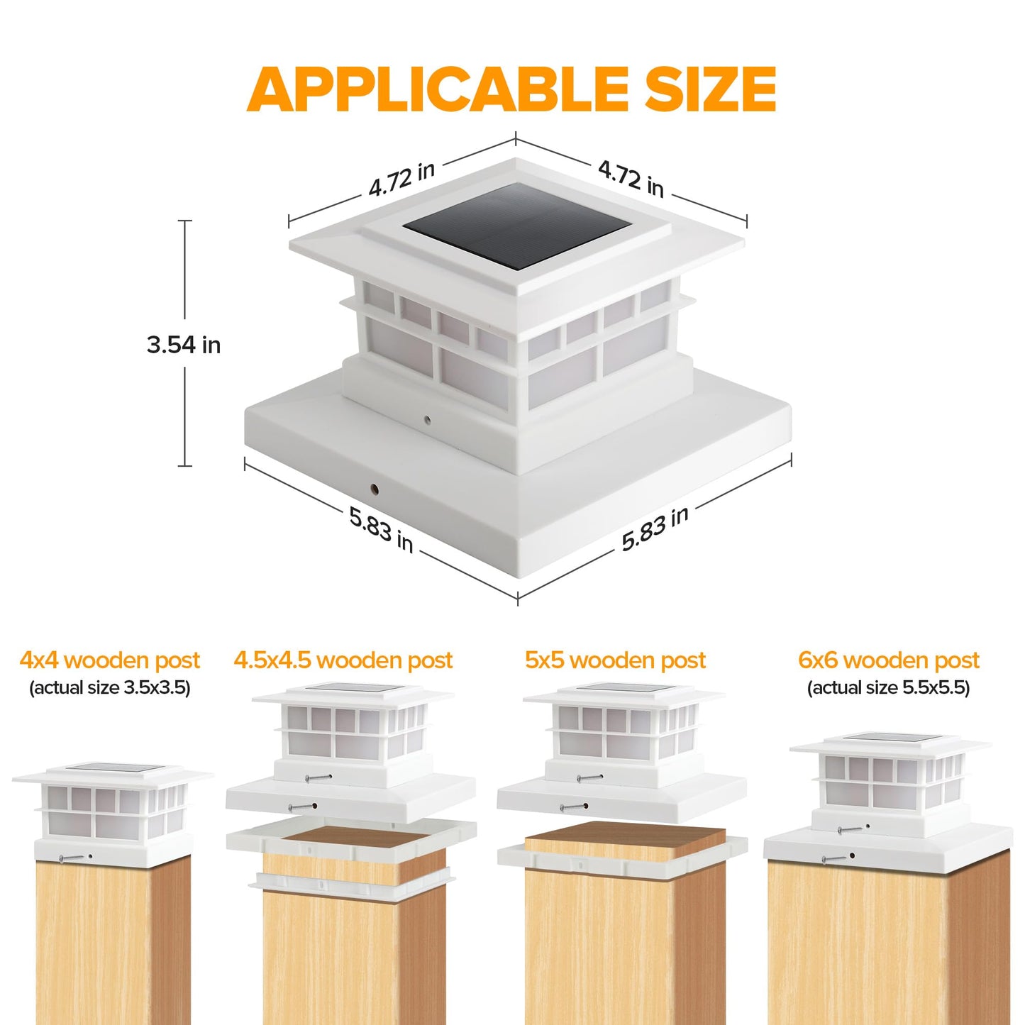 Lutec 6 Pack Solar Post Cap Lights  Ip65 Waterproof Solar Fence Post Lights For 4X4 5X5 6X6 Wooden/Vinyl Posts  Warm White 3000K Led Solar Powered Lighting Decor For Yard  Garden  Patio  Deck  White