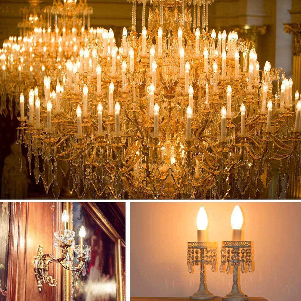 Energetic Smarter Lighting B11 E12 Candelabra Led Bulbs 60 Watt Equivalent  Dimmable Led Chandelier Light Bulbs  Soft White 2700K  550Lm  Decorative Candle Base Filament Bulb For Ceiling Fan  24Pack