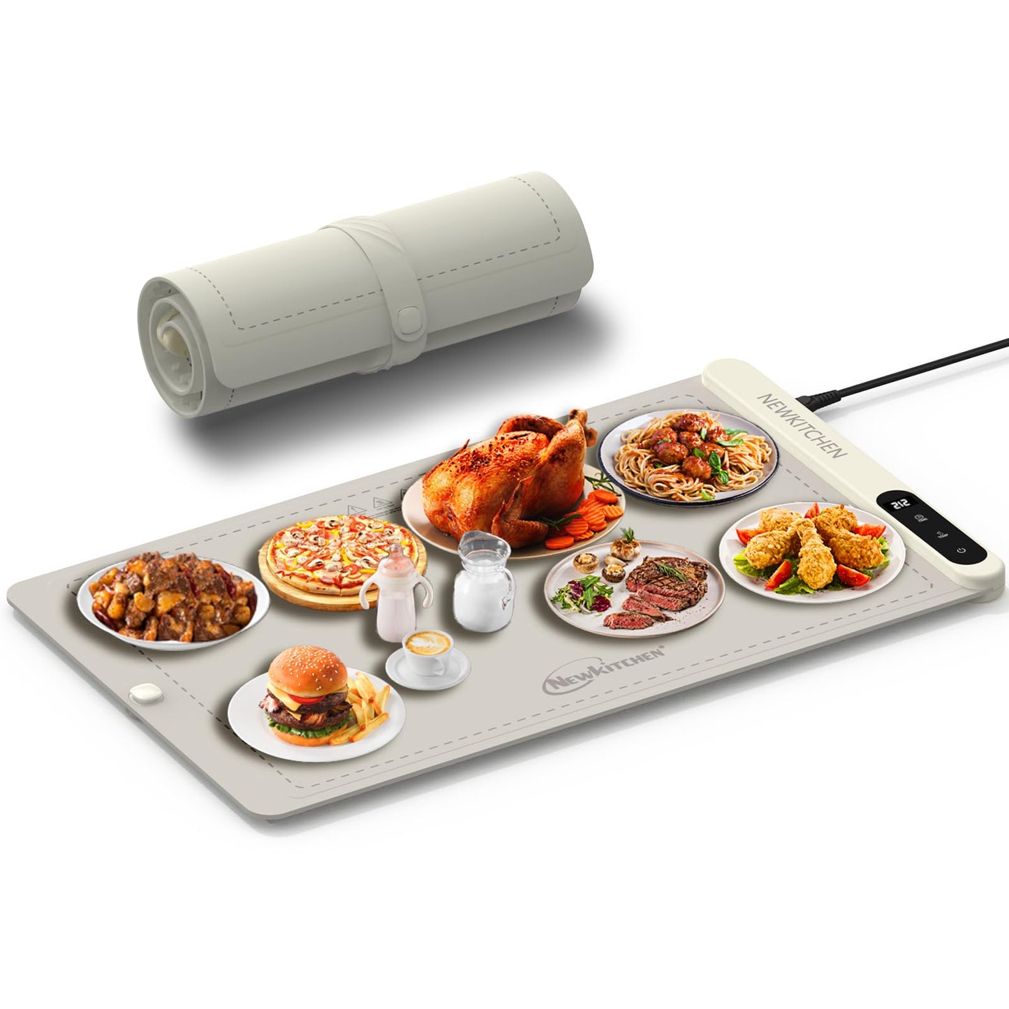 NEWKITCHEN Warming Mat for Food, (XL 24"x15") Food Warming Mat for Countertop Upgrade Graphene Fast Full Surface Heating -Versatile Food Warmer for Gatherings, Parties, Everyday Use