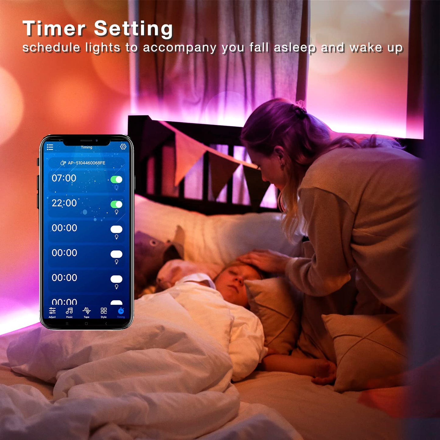 phopollo LED Strip Lights, Music Sync, Smart App Control, 200 ft, Multicolor