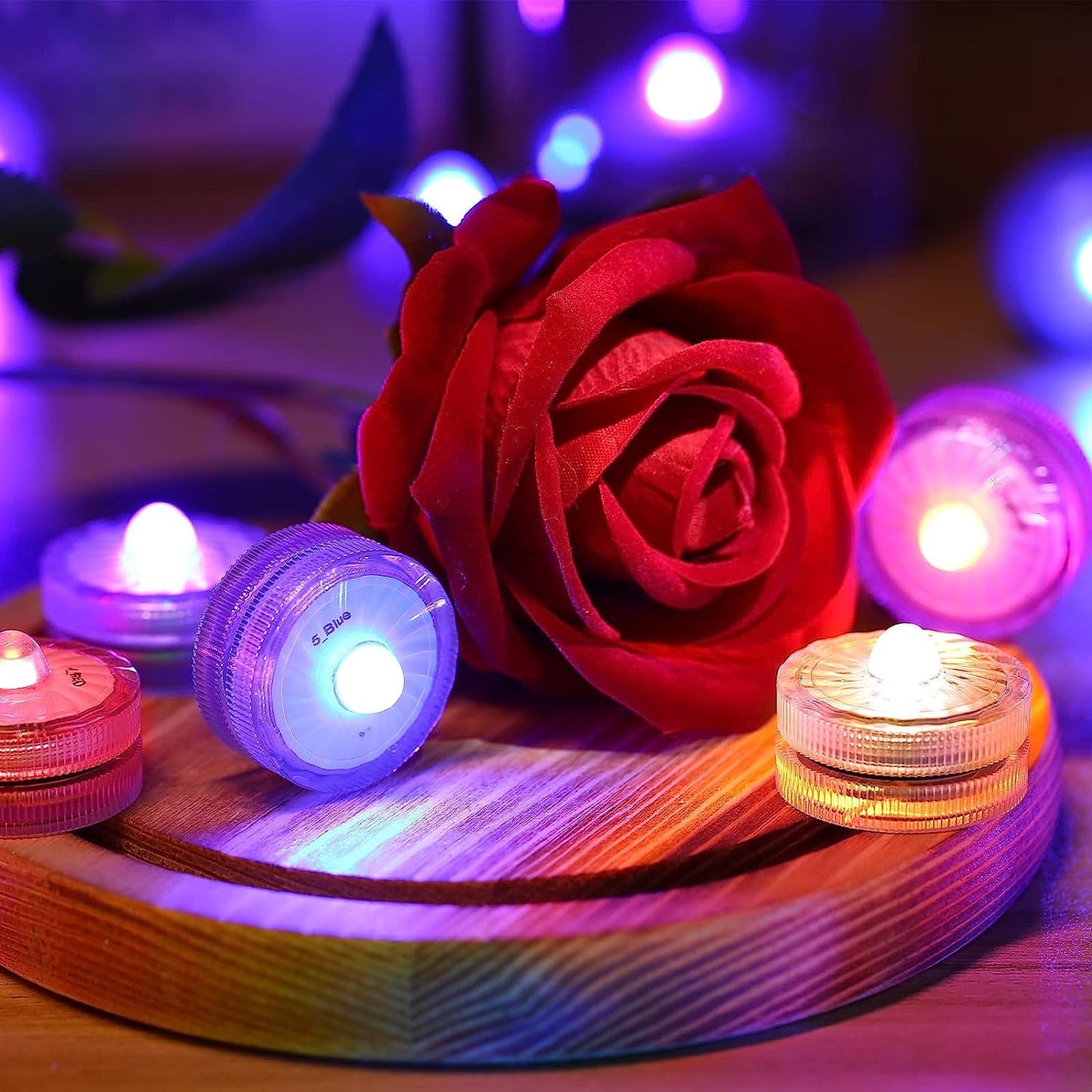 HL Submersible LED Lights,RGB Small LED Light,100 Hours Waterproof Flameless Led Lights Battery Powered for Wedding Home Vase Festival Party Decoration 24pcs(Built-in 48 Batteries)
