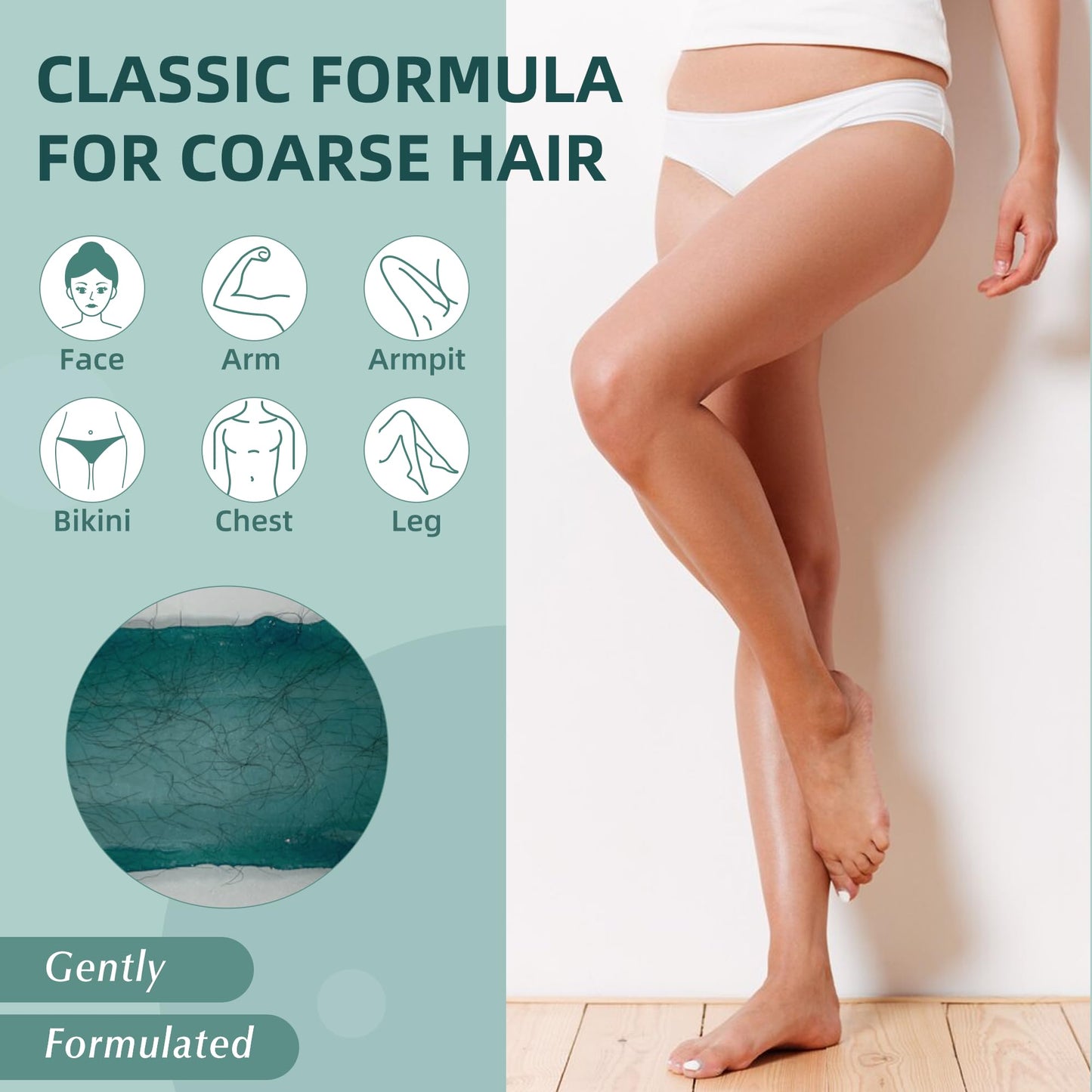 Natreza Wax Beads for Hair Removal, 1lb Hard Wax Beans for Full Body, Brazilian, Bikini, Legs, Arms, Face, Thick Hair Formula, W