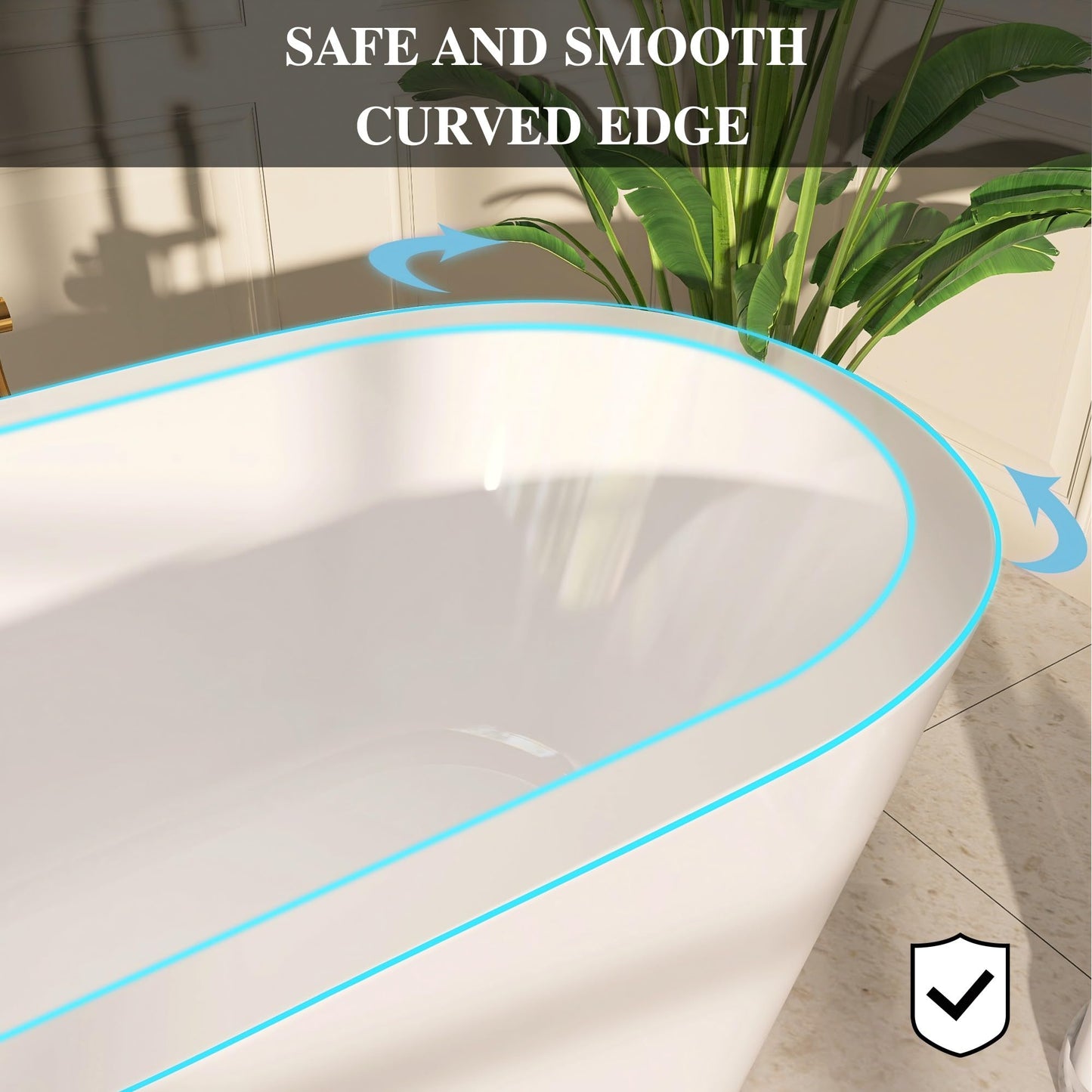 Adecab 64" Acrylic Freestanding Bathtubs, Stand Alone Tub, Soaking Tubs for Bathroom, Integrated Overflow and Drain, cUPC Certified, Gloss White