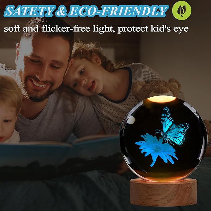 Butterfly Crystal Night Light, Butterfly Gifts, K9 3.15 Inch（80mm） Crytstal Lamp with 16 Colors Remote Upgraded Lamp Gifts for Women Wife Girlfriend