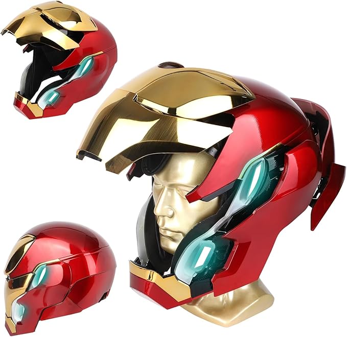 Iron-Man MK 50 1:1 Wearable Helmet - Voice, Touch, and RC with LED Eyes, Realistic Sound Effects, Movable Back and Ear Pan...