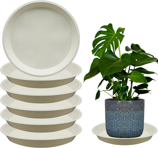 6 Pack 12 Inch Round Plant Saucers for Less 9.8 Inch Pot Indoors Outdoors Plant Trays for Pots Planter Saucer Plastic Plant Drip Tray Planter Water Tray for Potted Plants(White, 11.8"(6pcs))