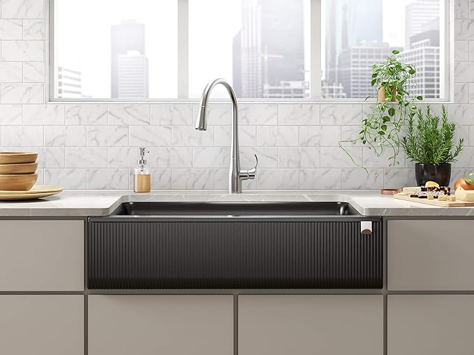 Cairn Undermount Single-bowl Farmhouse Kitchen Sink with Fluted Design