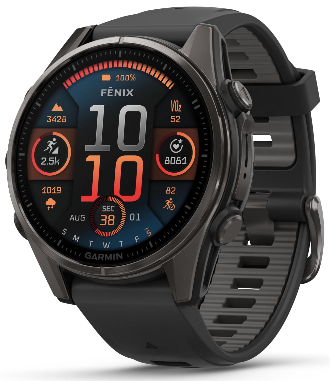 Wearable4U Garmin Fenix 8 - 43 Mm Sapphire, Amoled Multisport Gps Smartwatch, Carbon Gray Dlc Titanium With Black/Pebble Gray Si