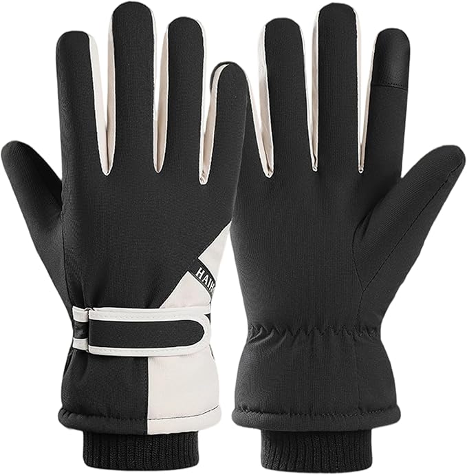 Winter Ski-Gloves for Men-Women Non-Slip-Plus-Velvet-Thickened Mitt Waterproof Cold-Weather Touchscreen-Cycling-Gloves S/M