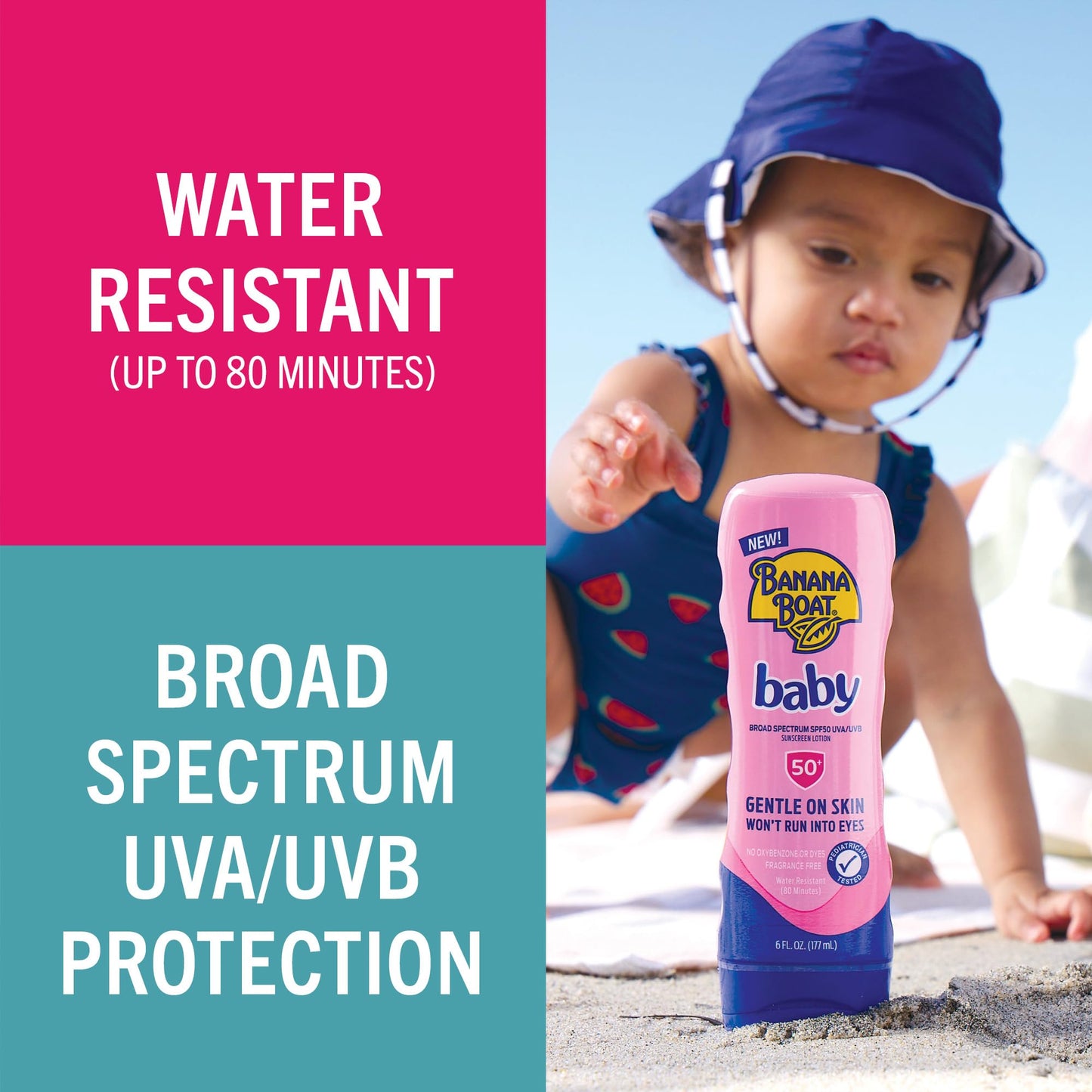 Banana Boat Baby Sunscreen SPF 50, 6oz | SPF 50 Sunscreen for Babies and Toddlers, Beach Essentials, Baby Sunblock, 6oz