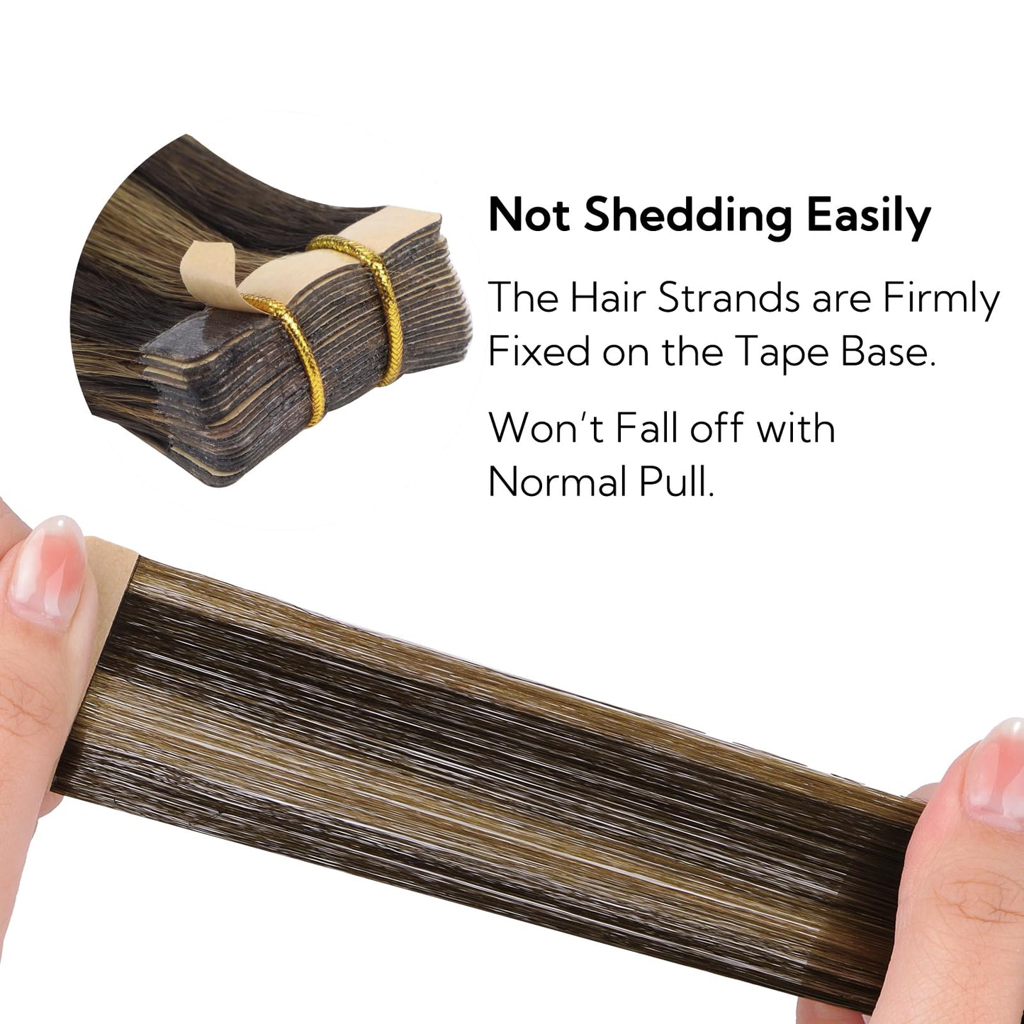 HOTBANANA Tape in Hair Extensions, 16 Inch 20pcs 50g Dark Brown mixed Chesnut Brown Tape in Hair Extensions Human Hair Tape Hair