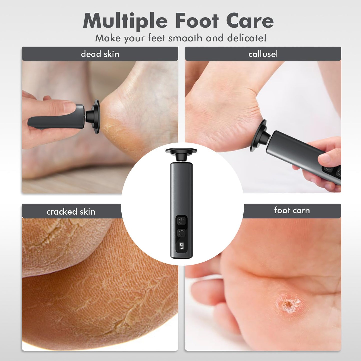 Waysse Electric Callus Remover for Feet,Professional Foot File Scraper with 9 Adjustable Speeds,Rechargeable Pedicure Tool with