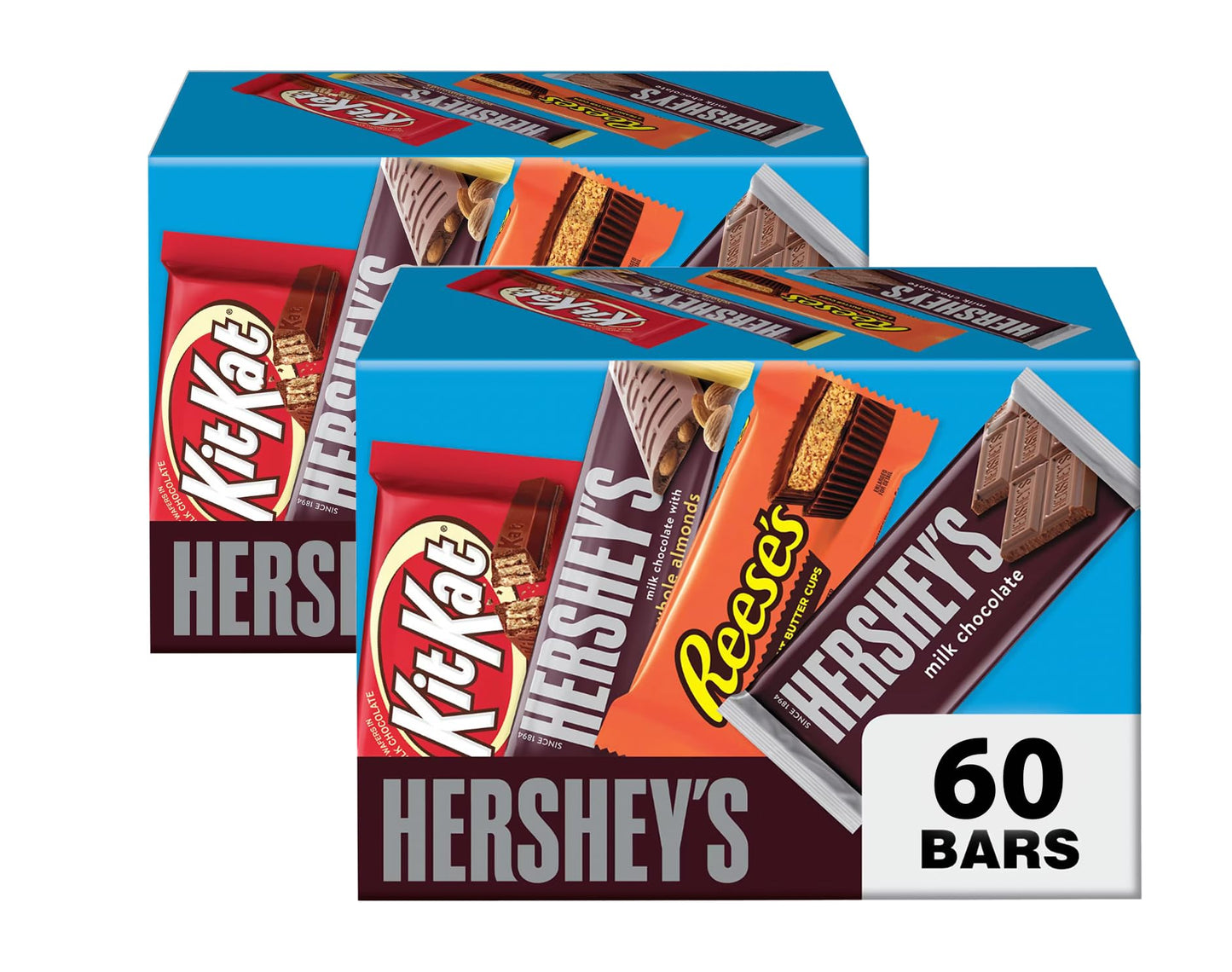 HRESHEYS Chocolate Candy Bar Variety Pack - Includes KT KAT, RESEES Peanut Butter Cups, and HRSEHEYS Milk Chocolate, Individuall