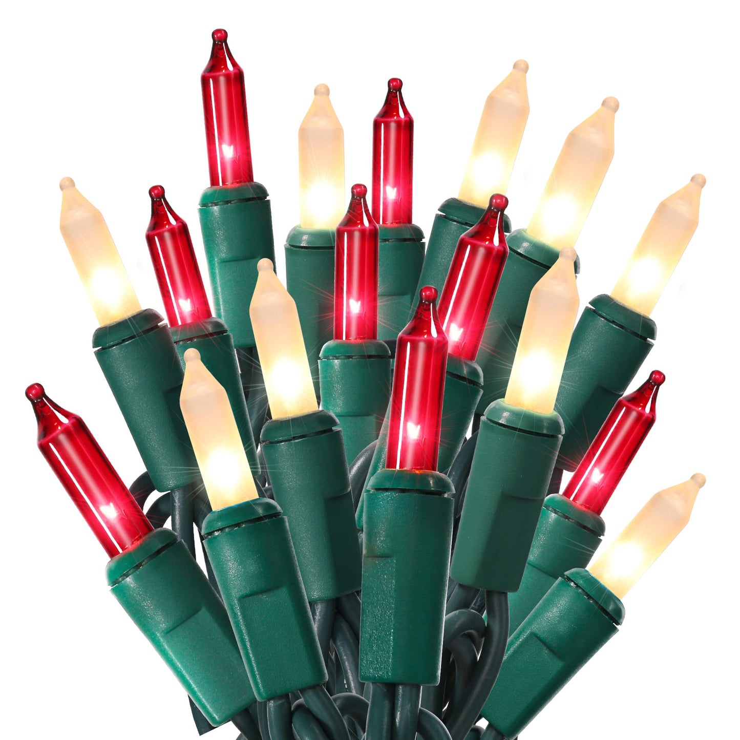 Odeetronic 100 Count Red & White Christmas Lights, 21.63Ft Incandescent String Lights, Ul Certified, Indoor/Outdoor Use