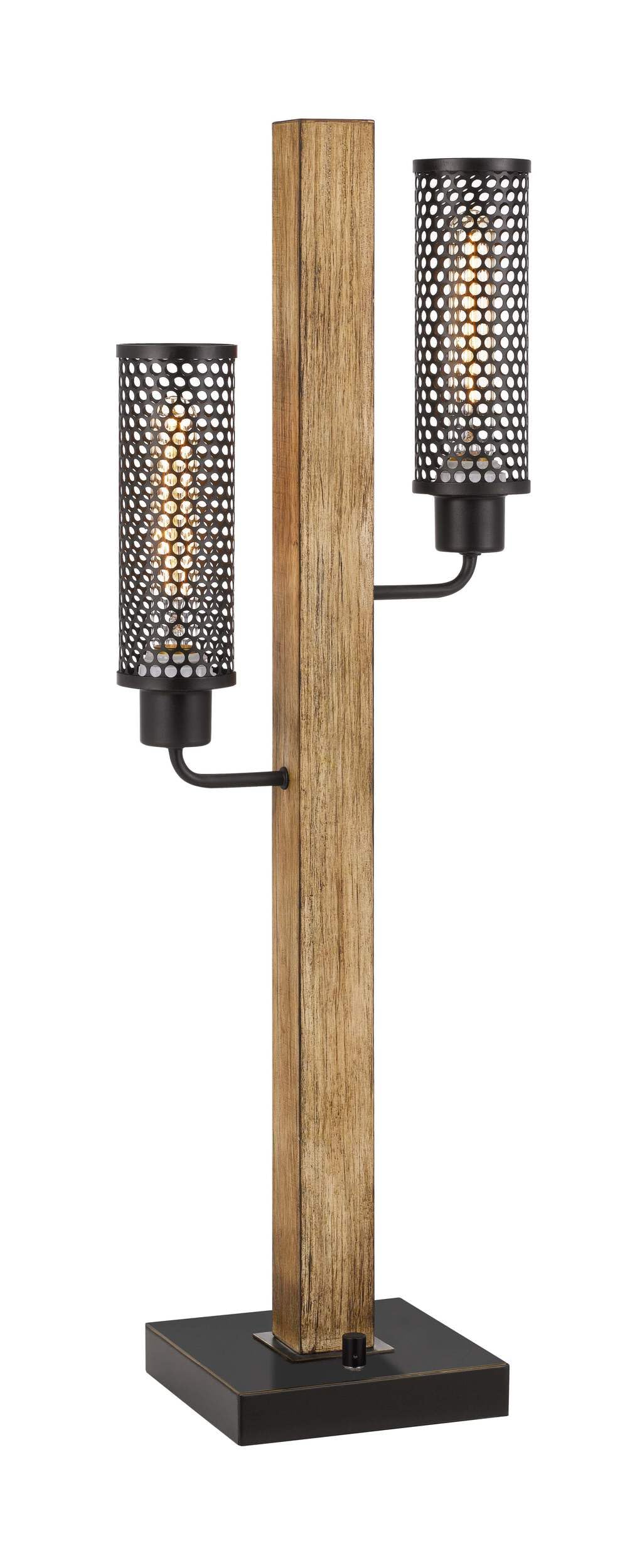 Homeroots 32 In. Brown Metal Two Light Table Lamp With Bronze Shade, Model 524673