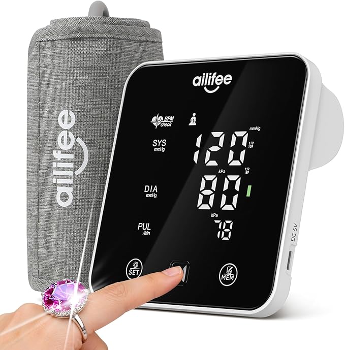 AILIFEE Upper Arm Blood Pressure Monitor for Home Use, Digital BP Machine with Voice Broadcast, Adjustable Bp Cuff, Large ...