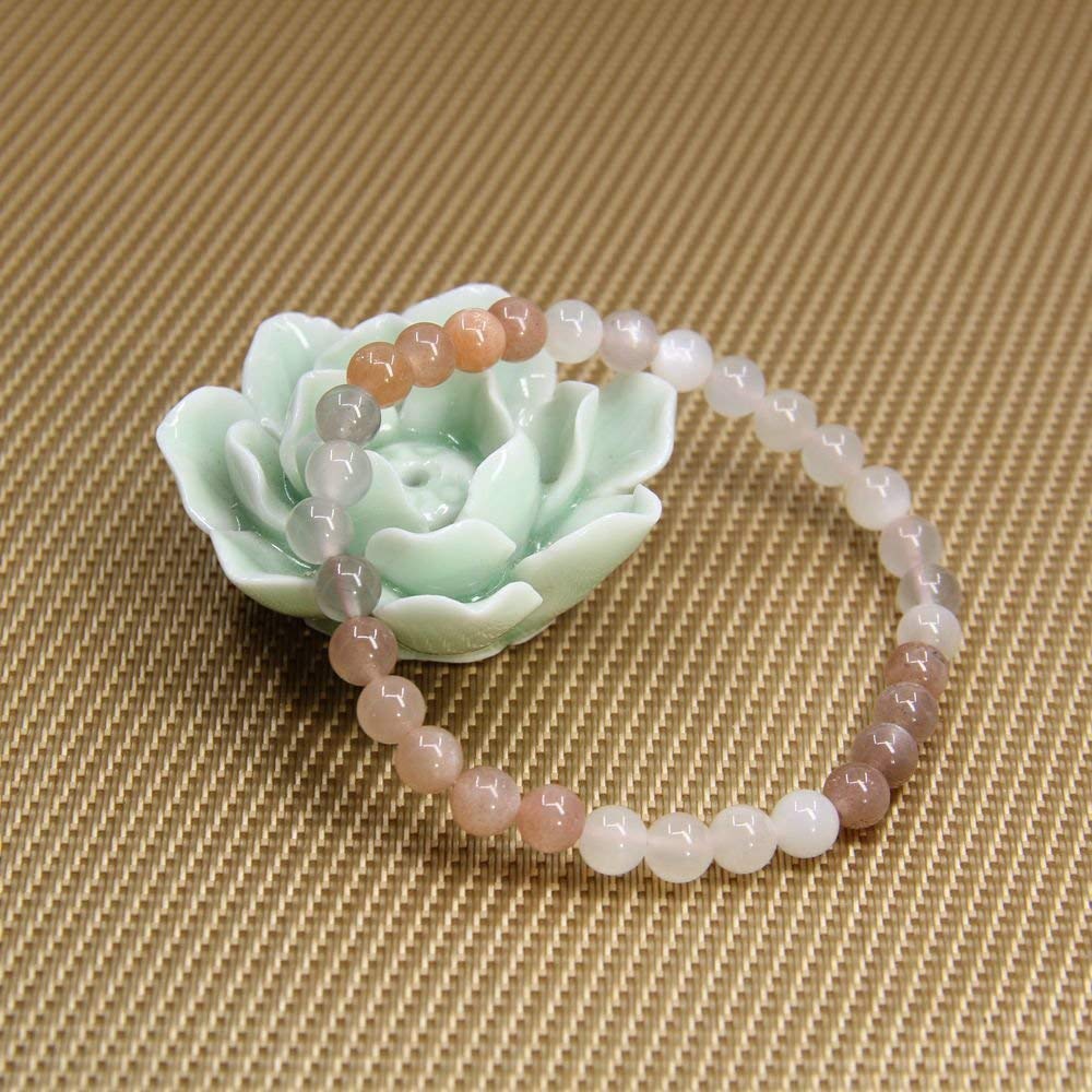 Natural AA Grade Multicolor Sunstone Gemstone 6mm Round Beads Stretch Bracelet 7 Unisex