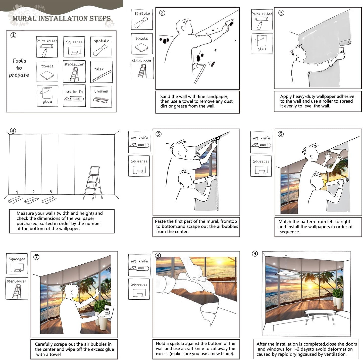 AFZEVEB-3D Landscape Wallpaper seafront verandahs Wall murals for Bedroom 114"x74"(Not Peel and Stick)