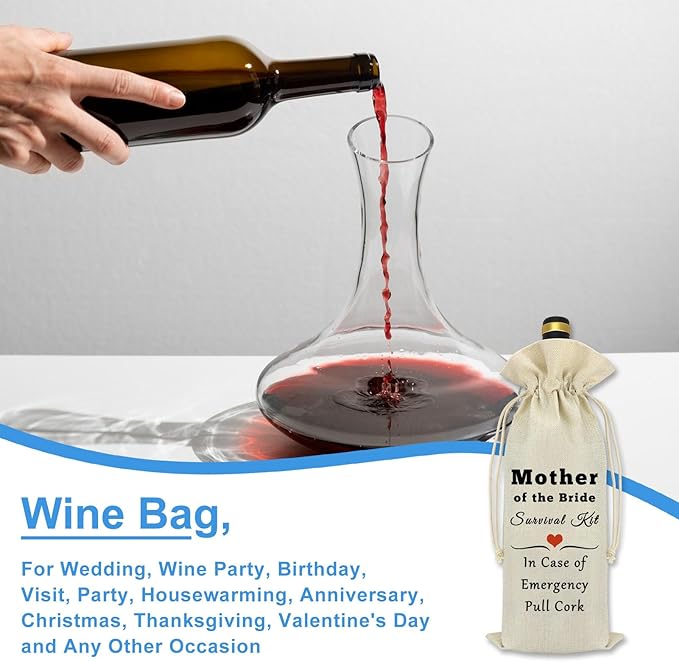 Mother Of The Bride Gift from Daughter Wine Bag Wedding Gifts for Mother in Law Wine Gift Bag Wedding Keepsake Gift Bridal Shower Gifts for Bride's Mother Of The Bride Wedding Party Wine Bottle Cover