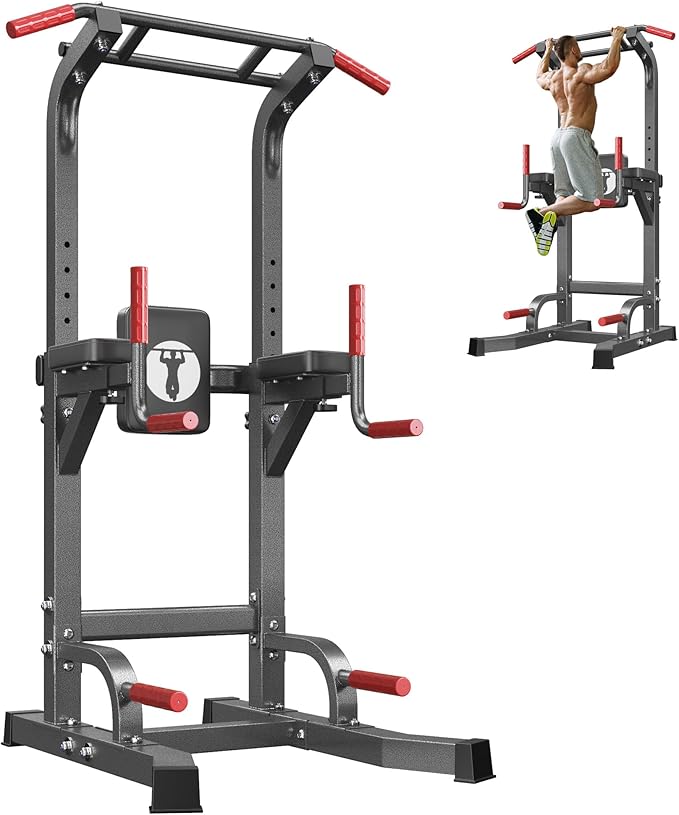 SogesPower Multi-Function Power Tower Pull Up Bar Station Pull Up Dip Station for Home Gym, 10-Level Adjustable Height Pul...