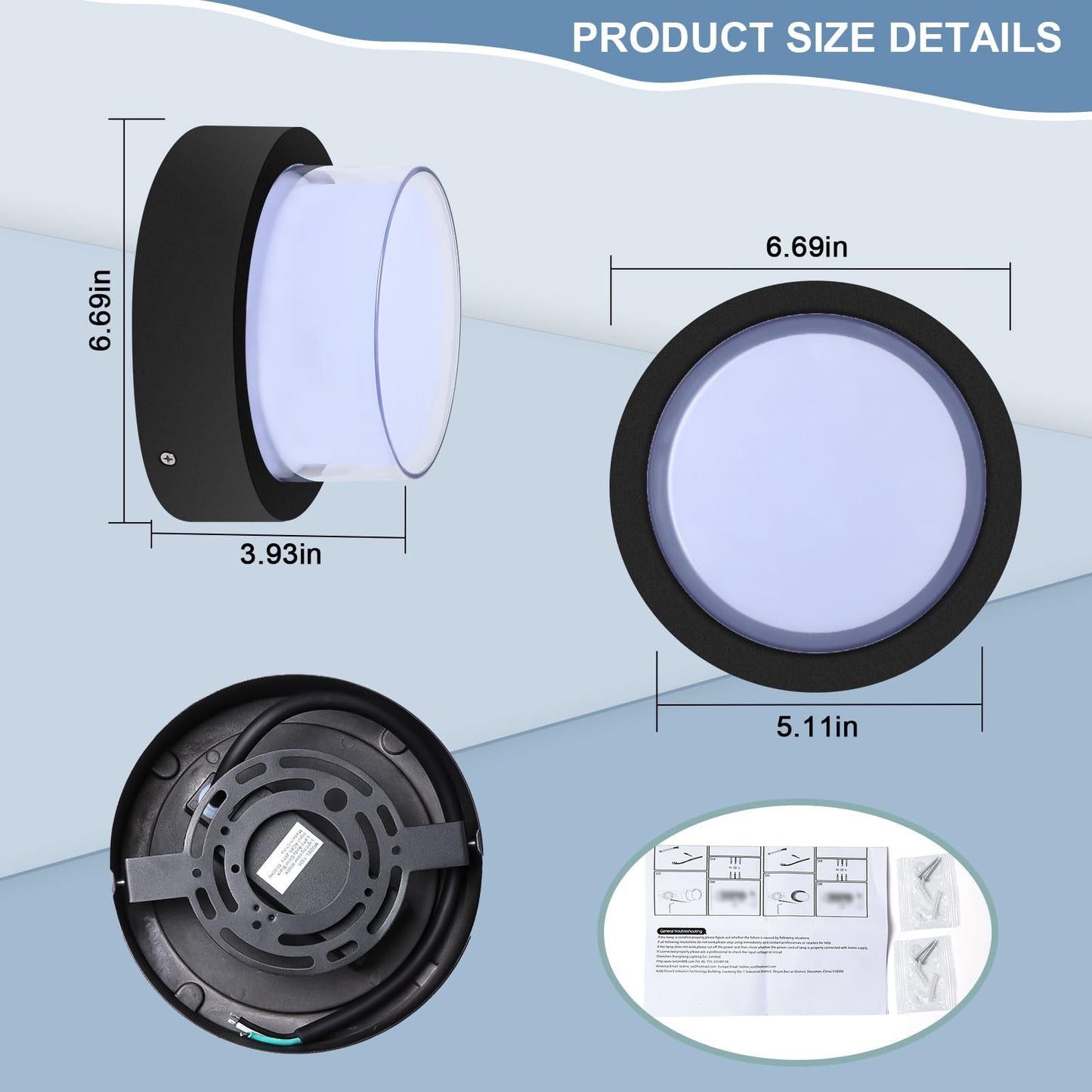 Biritalo Led Porch Lights Outdoor 12W 6500K Led Wall Lighting Double-Layer Cover Aluminum Exterior Light Fixture Wall Mount Ip65 Waterproof For Stairway Garage Patio Bedroom