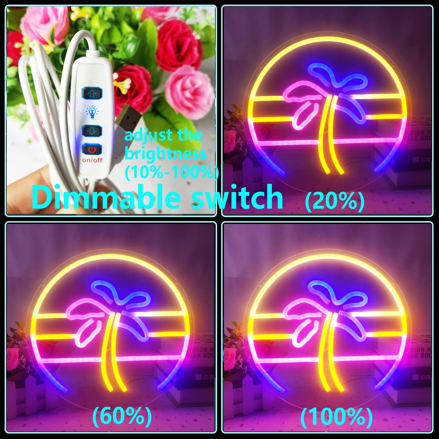 GMMLLG Neon Sign - Dimmable Tropical Coconut Palm Tree - Strong Transparent Acrylic - 12inx12in - Aesthetic Wall Decor