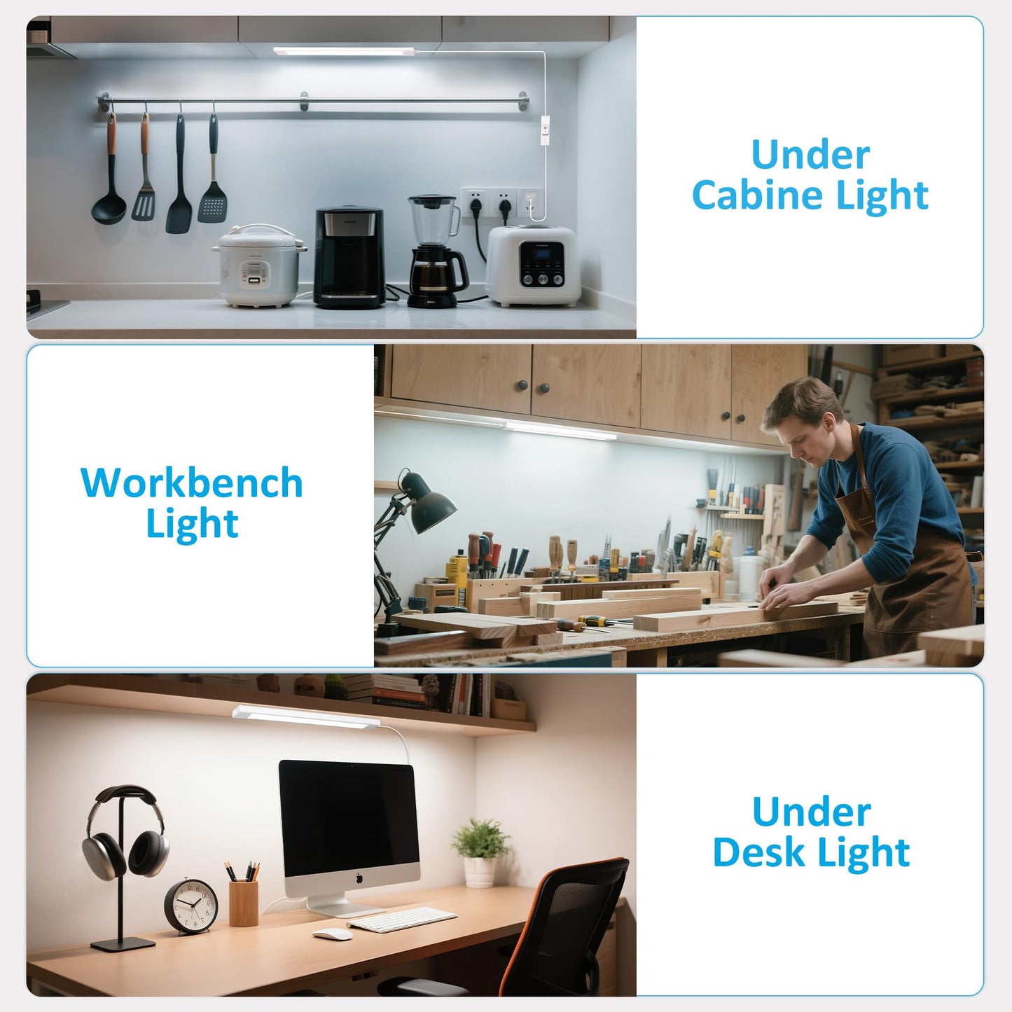 Maylit Under Cabinet Lighting Plug In  2 Pcs 14 Inch Linkable Ultra Bright Led Light Bars  Renter Friendly Lamp  Wired Indoor Lights For Kitchen Cabinet  Counter  Workbench  Desk  Shelf  Cool White