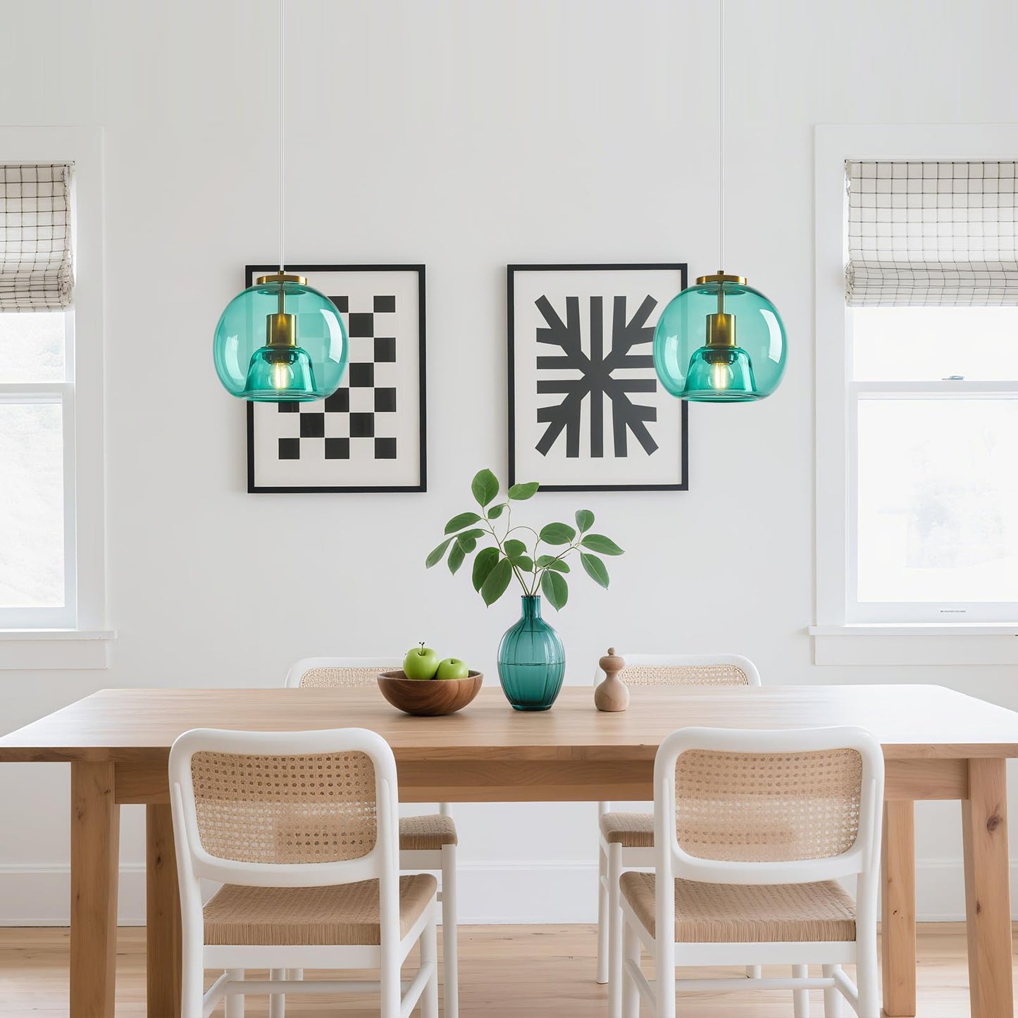 Lbsqj Light Blue Glass Pendant Lights Kitchen Island Gold Hanging Light Fixture Glass Globe Pendant Light Modern Pendant Lighting For Kitchen Island Bedroom Dining Room (7.87  3 Pack)
