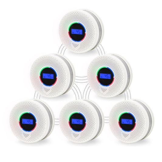 10-Year Battery Wireless Interconnected Smoke and Carbon Monoxide Detector, Smart Interlink Smoke CO Alarm with Digital Display, Fire and CO Combo Alarm for Home (6 Pack)