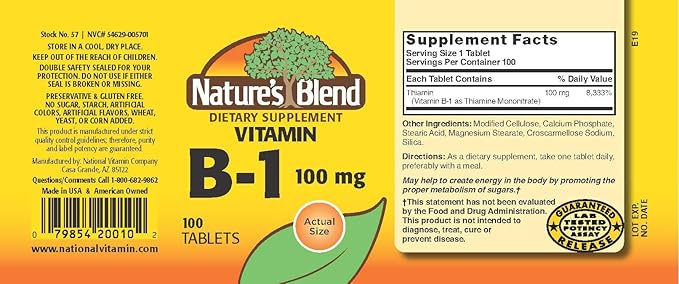 Nature's Blend - Vitamin B-1 TB 100MG 100