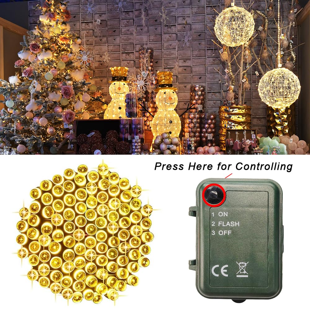 2 Pack Battery Powered String Lights  Total 66.6 Ft 200 Led Christmas String Lights Indoor Outdoor Decoration  Twinkle Fairy Light For Classroom Dorm Bedroom Xmas Tree Party Decor  Warm White