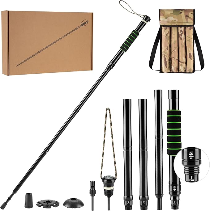 Waisul Tactical Survival Hiking Stick - Retractable Walking Staff with Multitool | Shock Absorption, Unique Twist-Lock & Q...