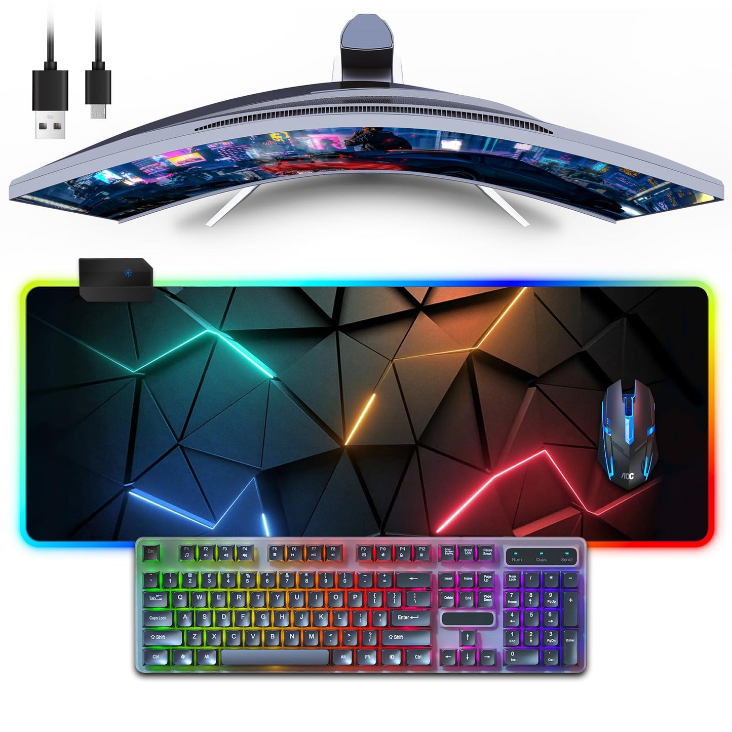 RGB Mouse Pad Desk Pad, Large Gaming Mousepad with LED Light 13 Light Modes Touch Control Extended Soft Computer Keyboard Mat Pad, Desk Mat with Non-Slip Rubber Base for MacBook & Laptop(31.5X11.8)