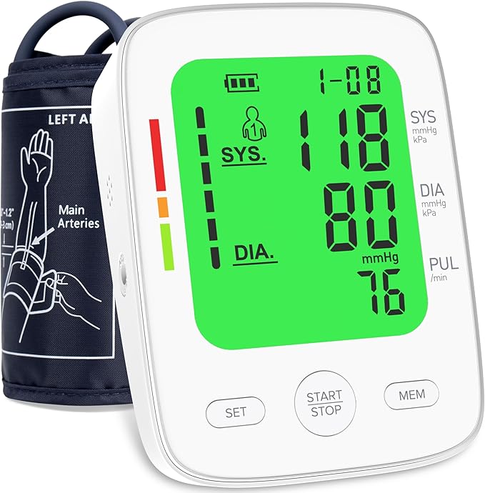 Blood Pressure Monitor for Home Use, Automatic Upper Arm Blood Pressure Machine with Large LCD Display, Adjustable Cuff (9...
