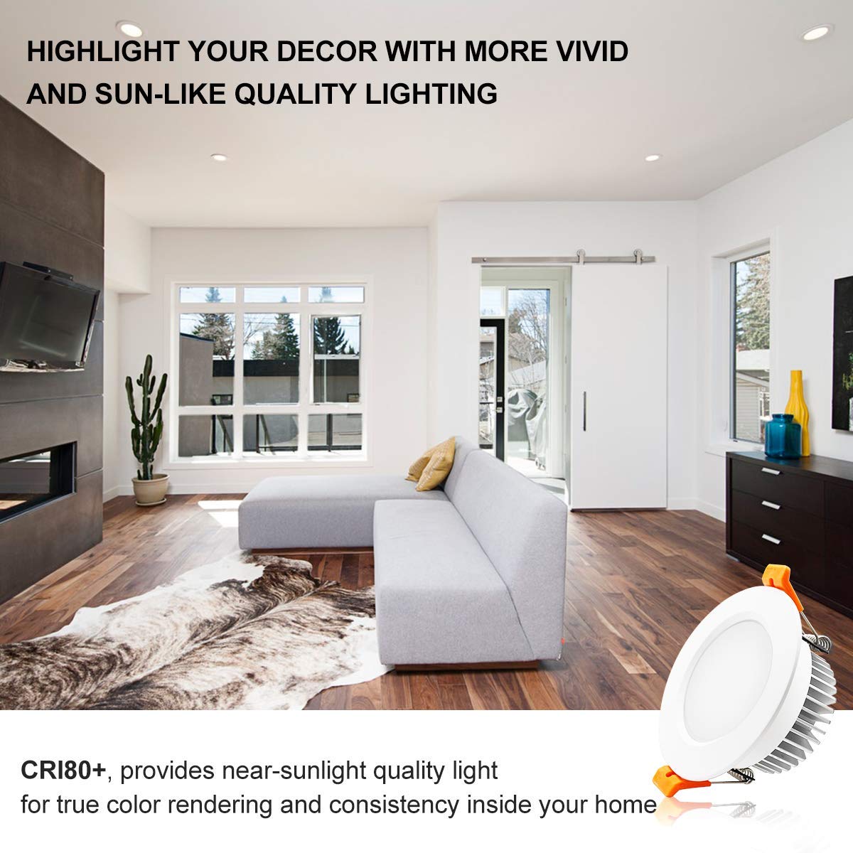 YGS-Tech LED Recessed Lighting Downlight 7W, 4000K Natural White, 3.5 Inch, Metal, Dimmable, 10 Pack, Model YGS-D